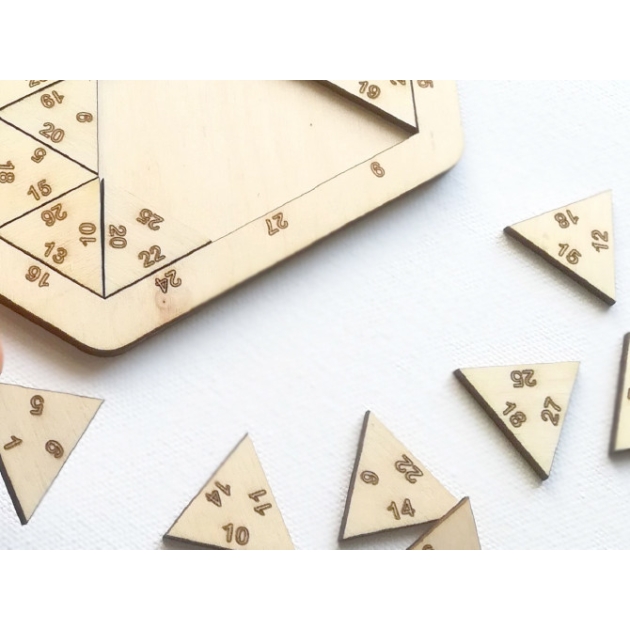 Koka puzle bērniem un pieaugušajiem  “Skaitļu trijstūri” , Solid Wood Gifts