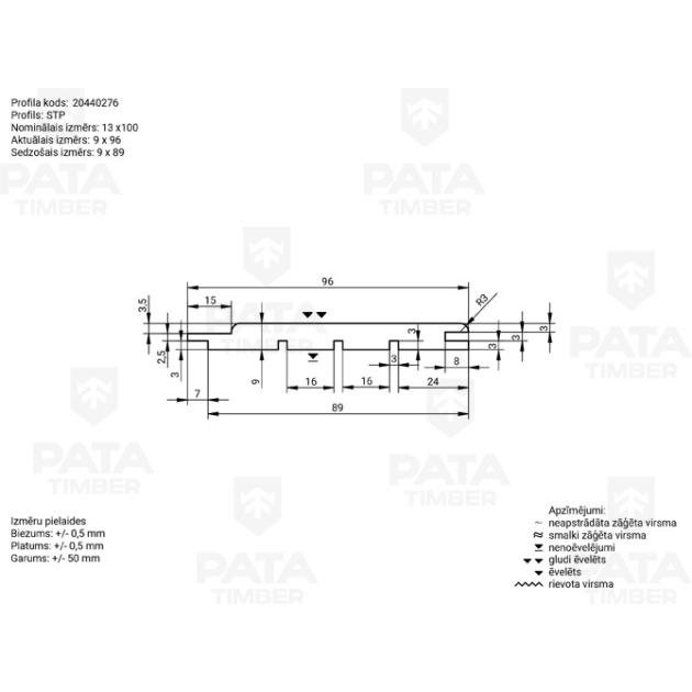 Dēļi apdarei, Priede, 9x89, BC, KD18%, STP