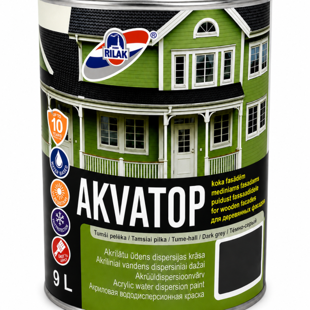 Krāsa, tumši pelēks, 9l, koka fasādēm