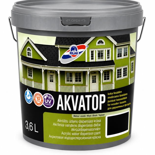 Krāsa, Melns, 0,9l, koka fasādēm